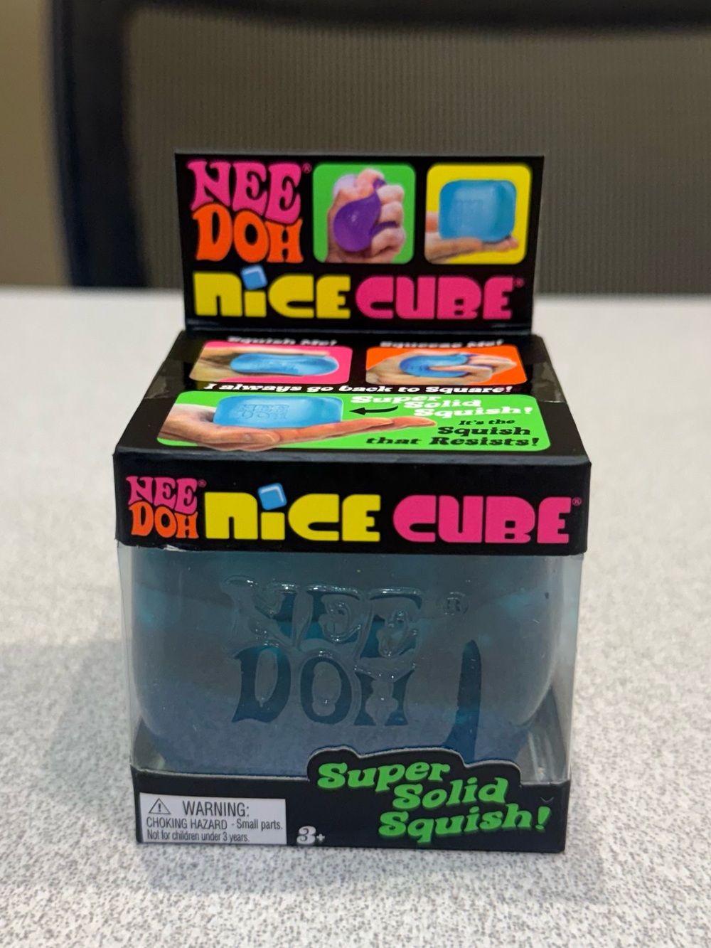 NeeDoh BLUE Nice Cube Super Solid Squish Squeezable Stress Reliever Squishy